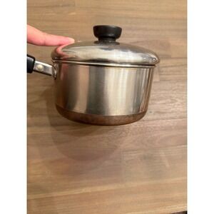 Revere Ware 1 1/2 Qt Saucepan w/ Lid Copper Bottom 1801 Clinton IL 96-c Vintage